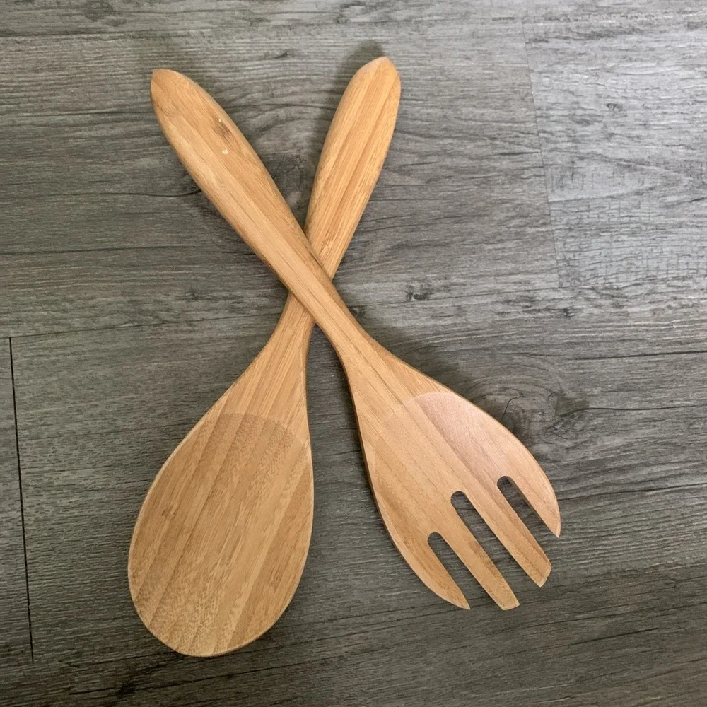 Lipper International 3-Piece Bamboo Salad Bowl Set with Servers 12in